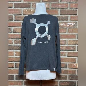 Orangetheory Women’s Long Sleeve Foil Splat Pleat Top Gray Size M